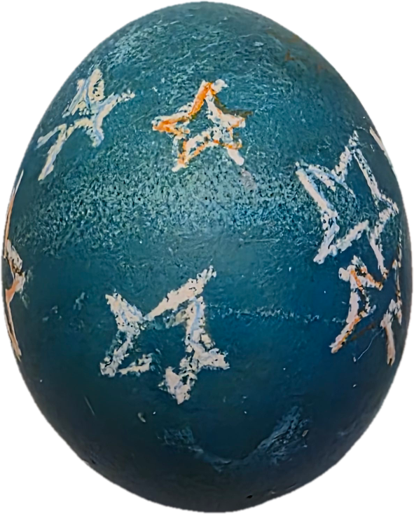 blue egg with colorful stars